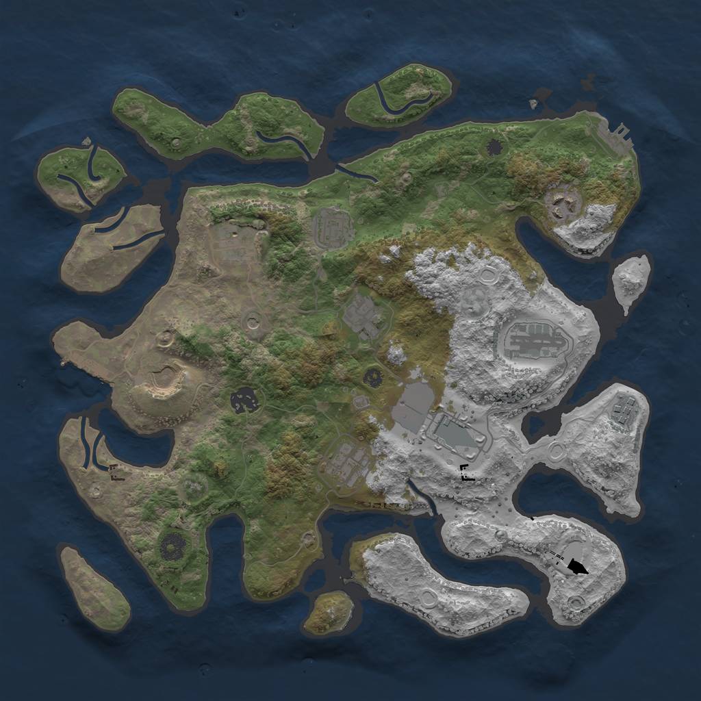 Rust Map: Procedural Map, Size: 3800, Seed: 284510698, 21 Monuments