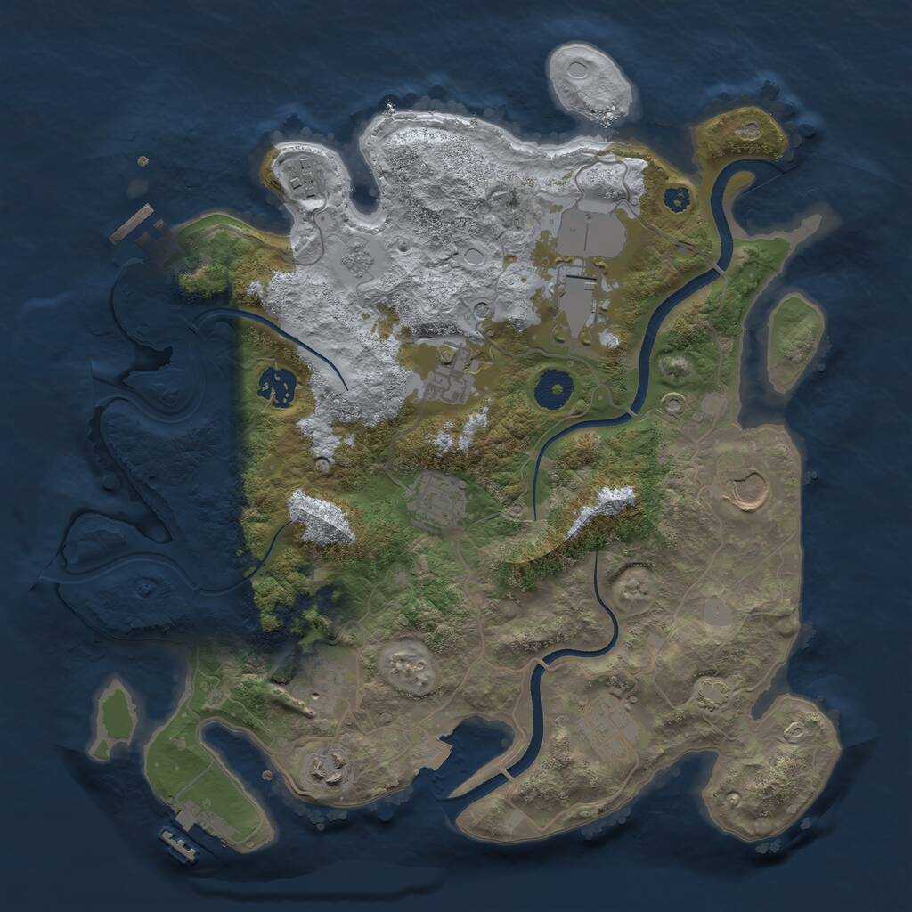 Rust Map: Procedural Map, Size: 3500, Seed: 1350089752, 15 Monuments