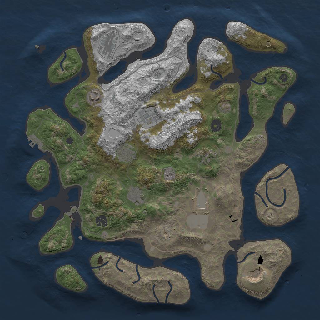 Rust Map: Procedural Map, Size: 4000, Seed: 694206996, 20 Monuments