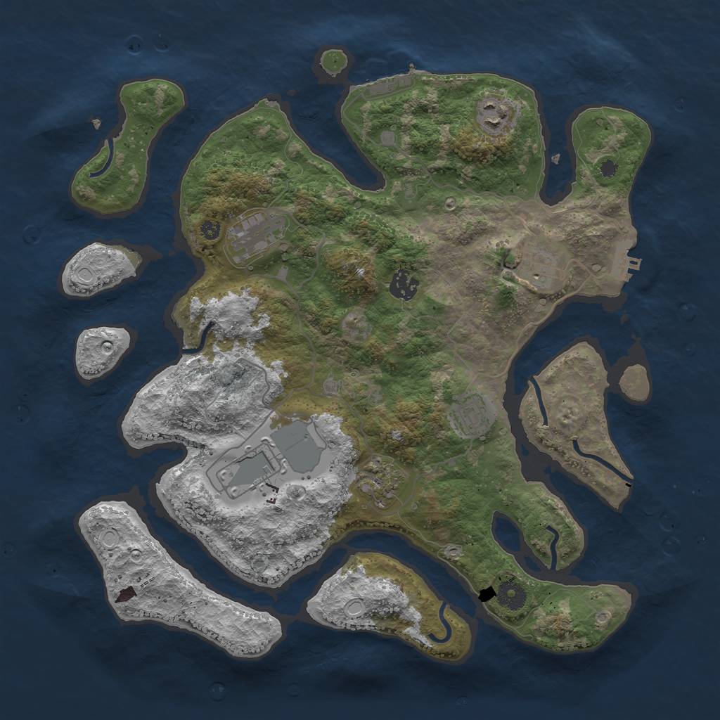 Rust Map: Procedural Map, Size: 3700, Seed: 6651234, 17 Monuments