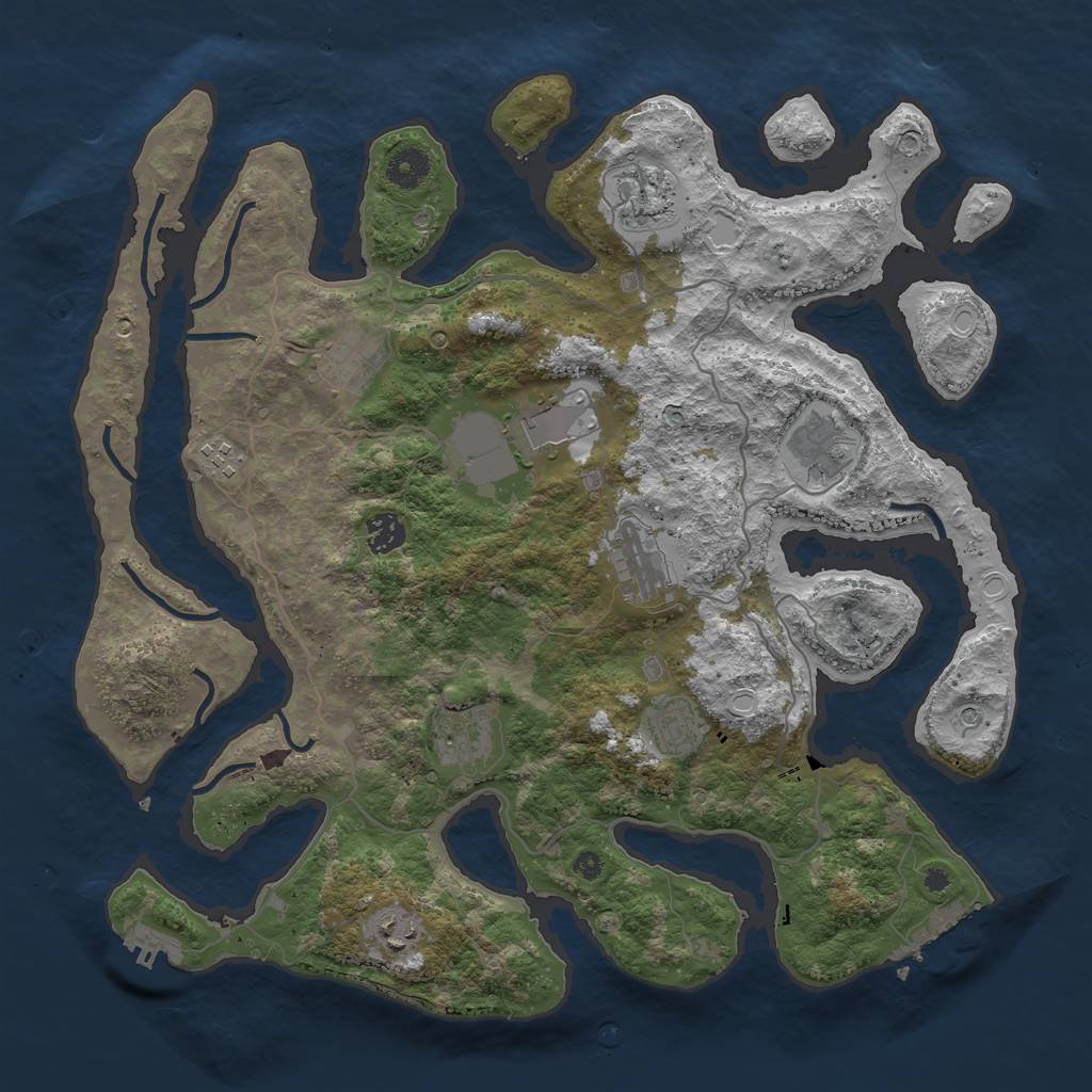 Rust Map: Procedural Map, Size: 4000, Seed: 2106531015, 21 Monuments