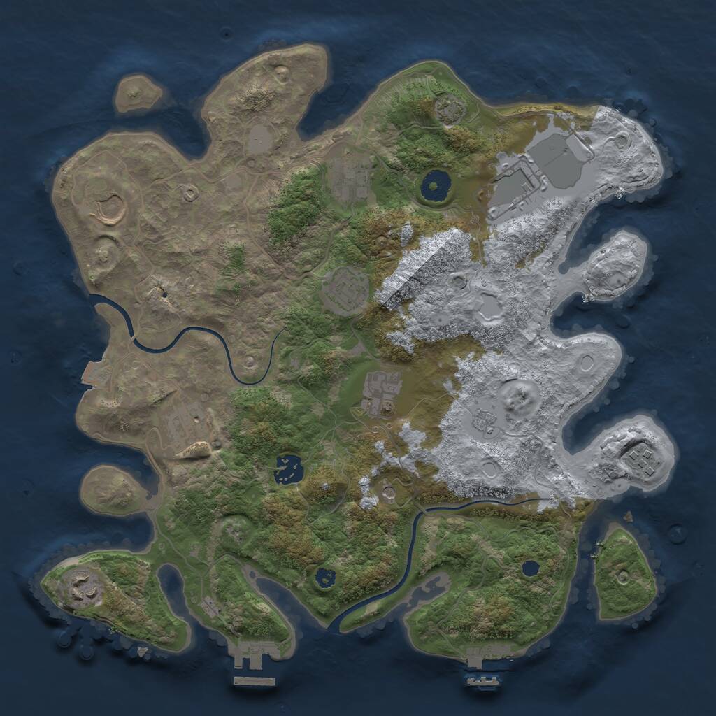 Rust Map: Procedural Map, Size: 3500, Seed: 67443, 15 Monuments