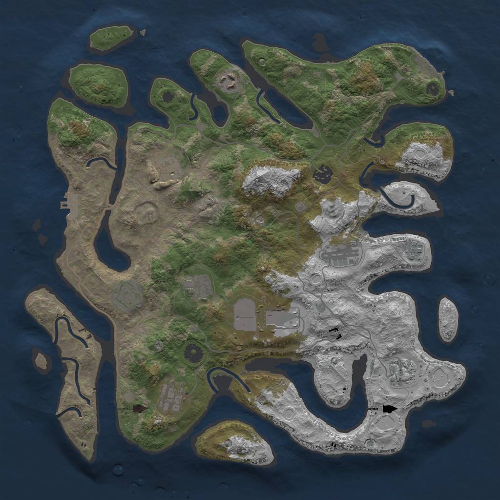 Rust Map: Procedural Map, Size: 4000, Seed: 515367, 21 Monuments