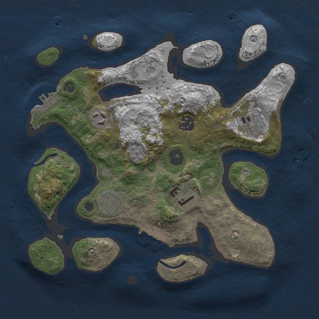 Rust Map: Procedural Map, Size: 3000, Seed: 1214, 17 Monuments