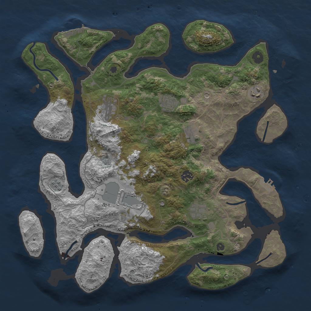 Rust Map: Procedural Map, Size: 4000, Seed: 1850603306, 19 Monuments