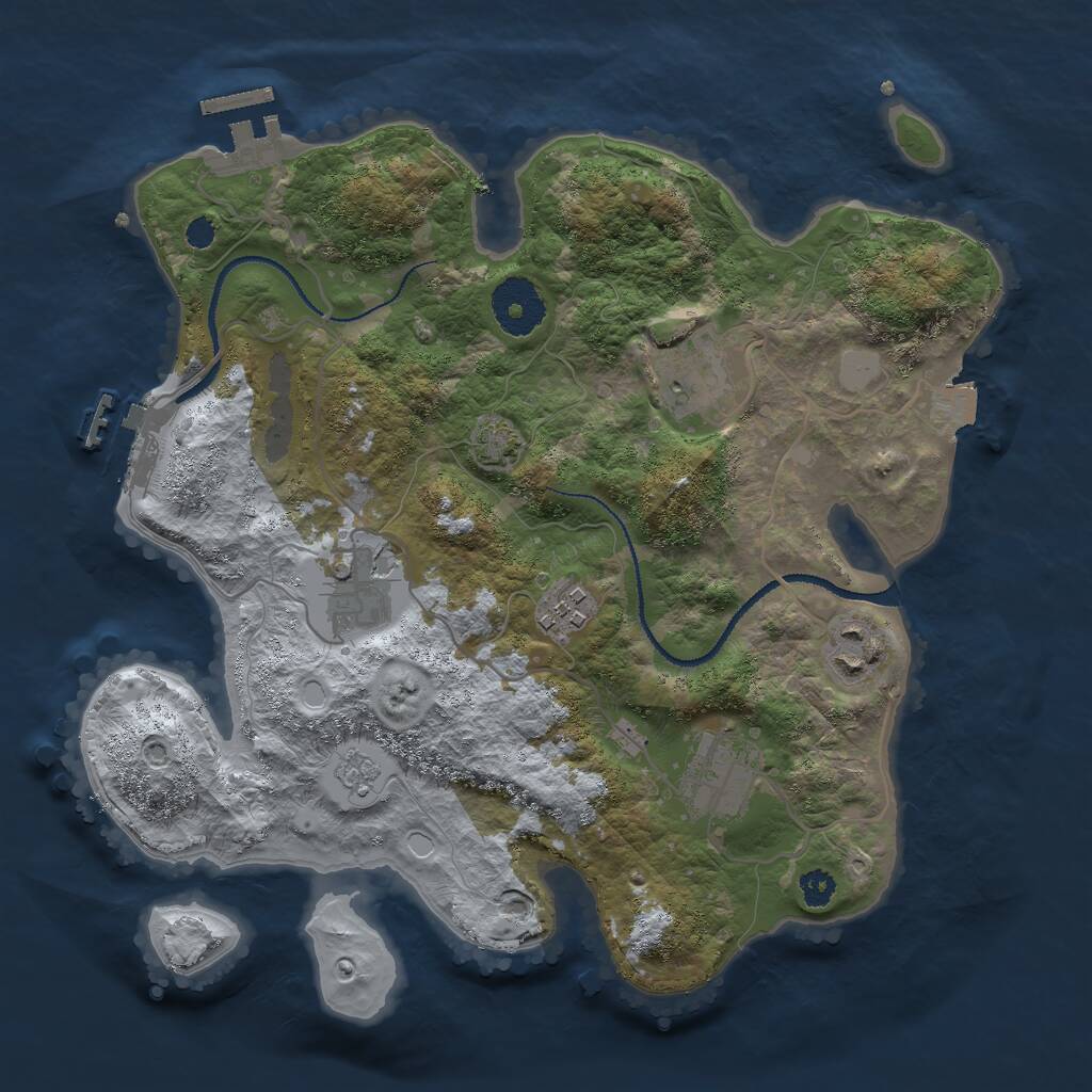 Rust Map: Procedural Map, Size: 3000, Seed: 1131368559, 10 Monuments