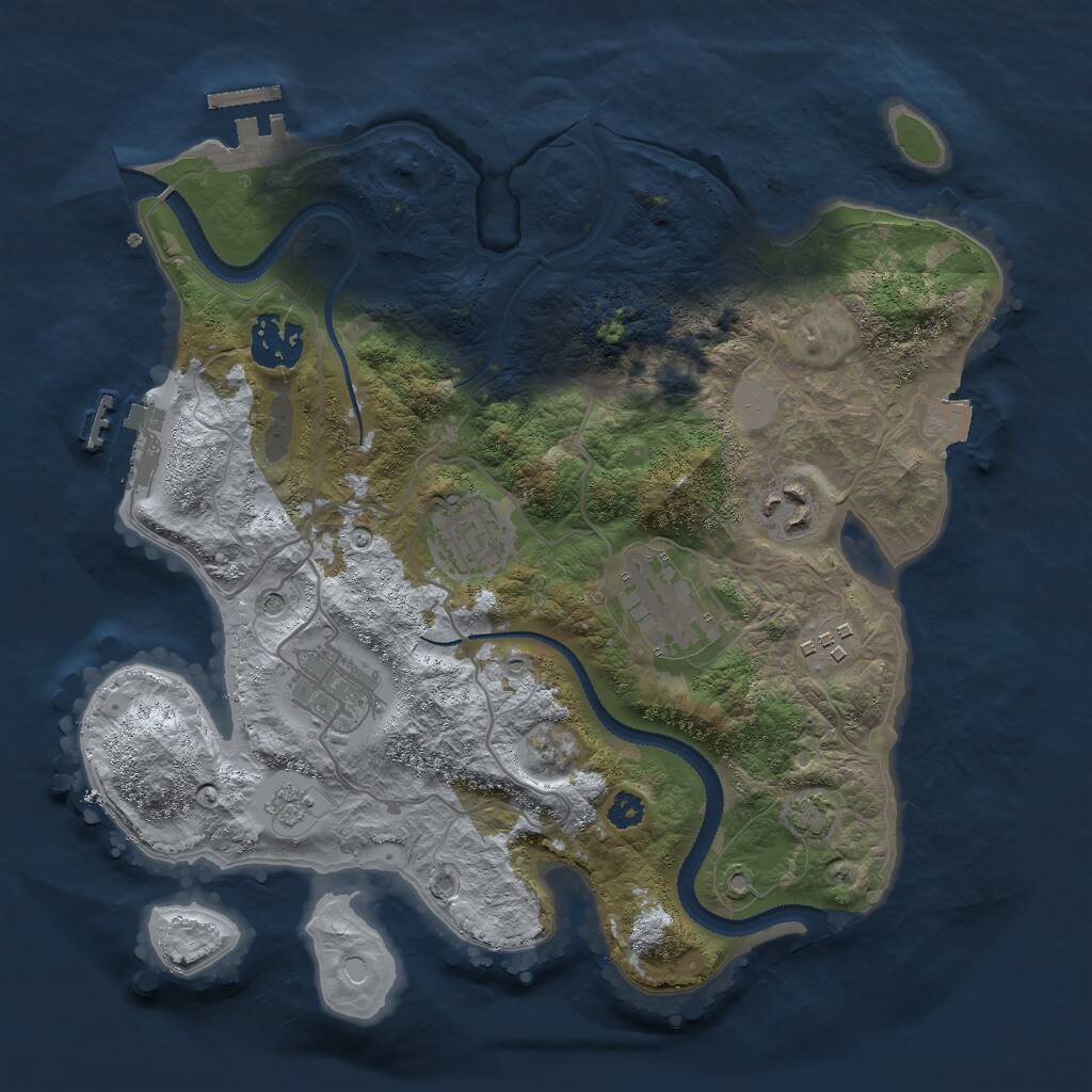 Rust Map: Procedural Map, Size: 3000, Seed: 1131368559, 12 Monuments