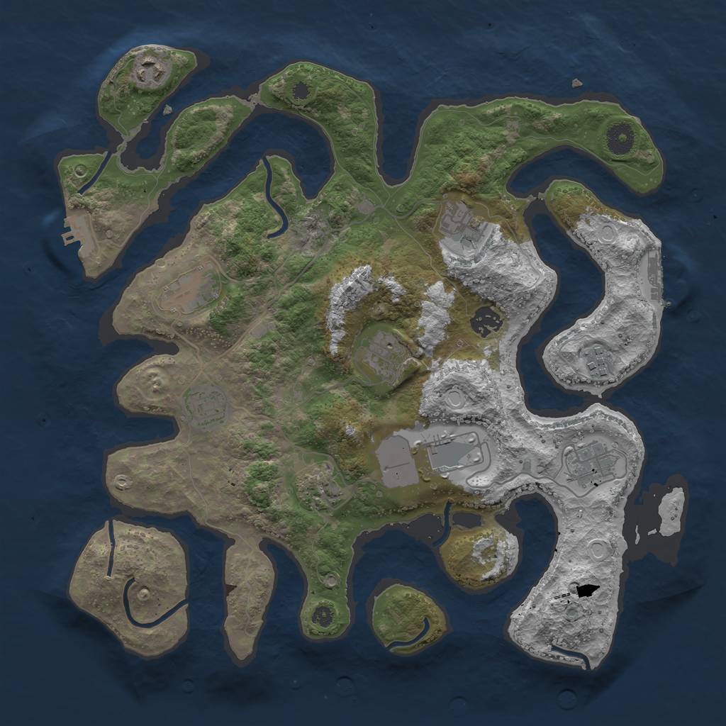 Rust Map: Procedural Map, Size: 3700, Seed: 1051937242, 20 Monuments