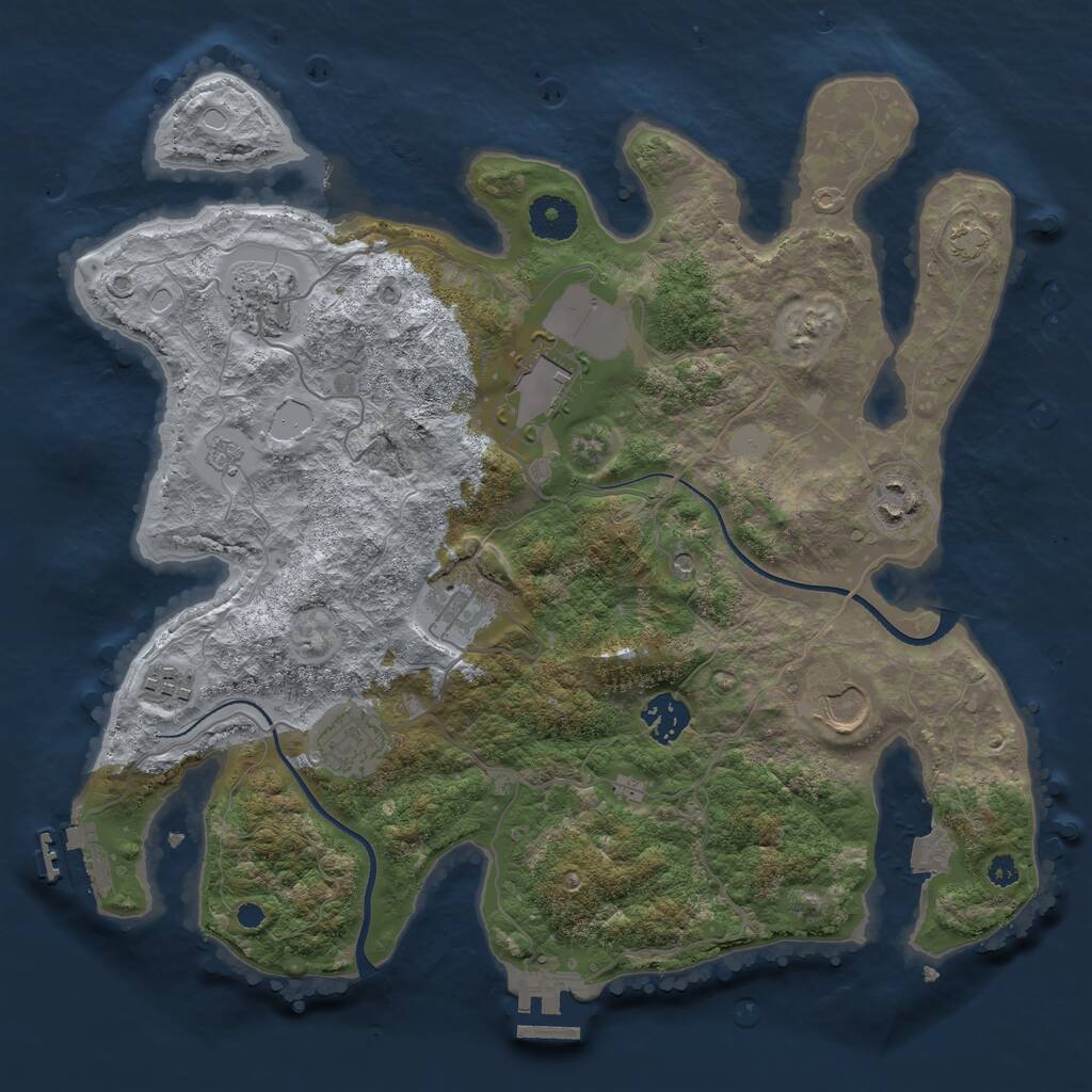 Rust Map: Procedural Map, Size: 3500, Seed: 1460742387, 14 Monuments