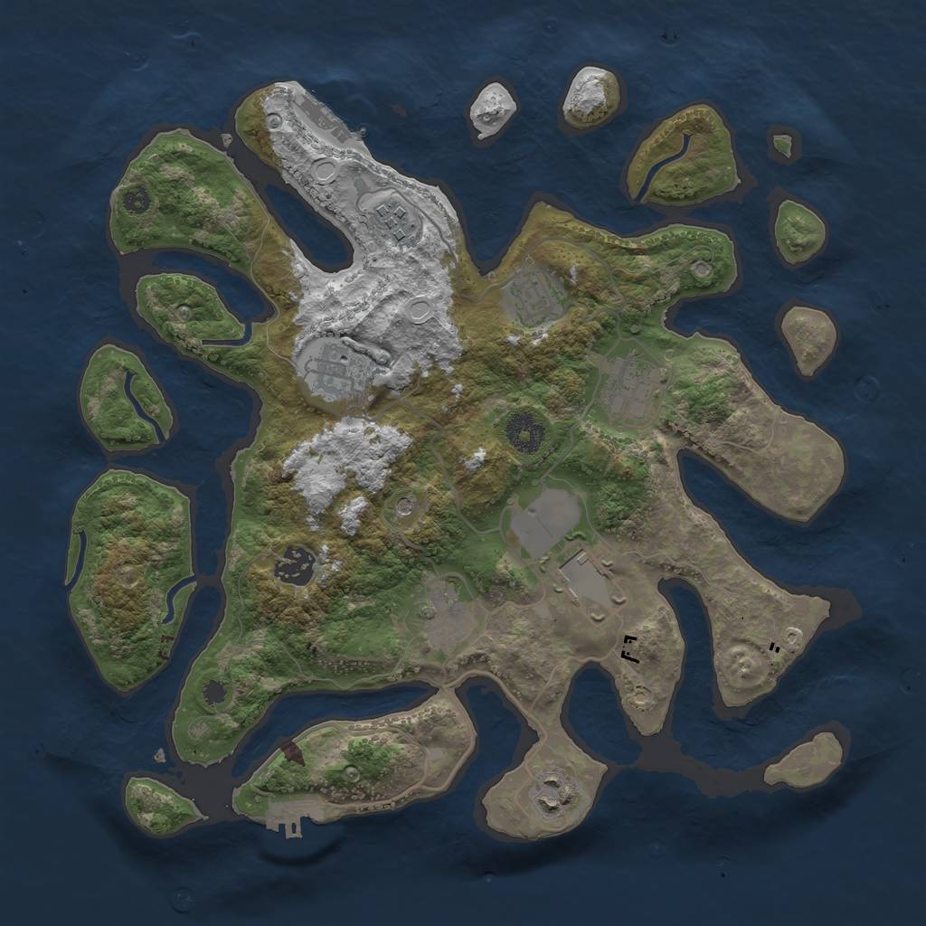 Rust Map: Procedural Map, Size: 3500, Seed: 4557, 19 Monuments