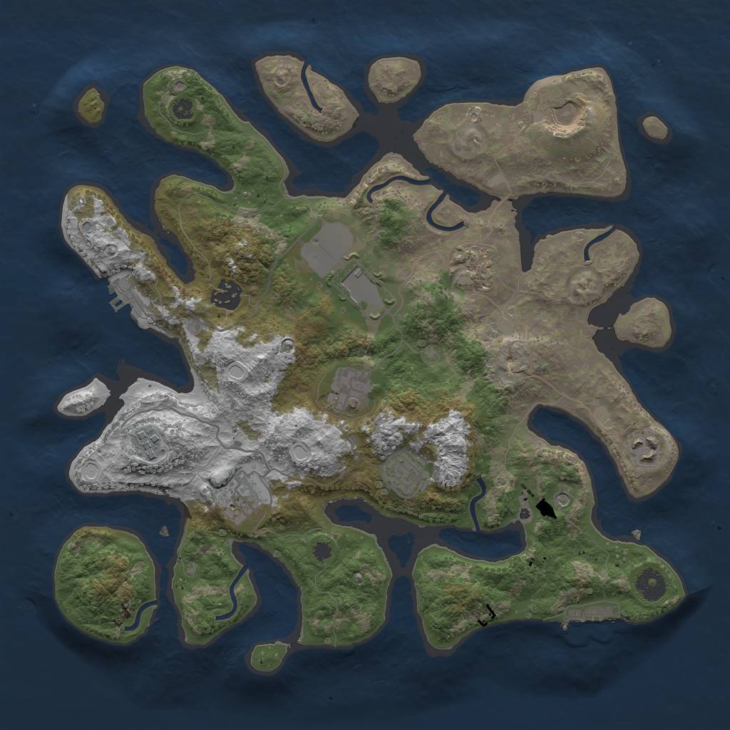 Rust Map: Procedural Map, Size: 3600, Seed: 896853331, 20 Monuments