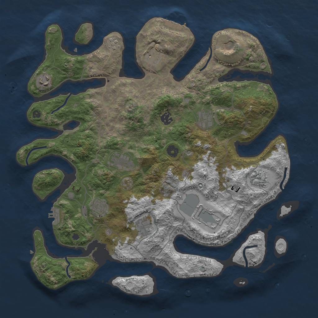 Rust Map: Procedural Map, Size: 4000, Seed: 334377252, 22 Monuments