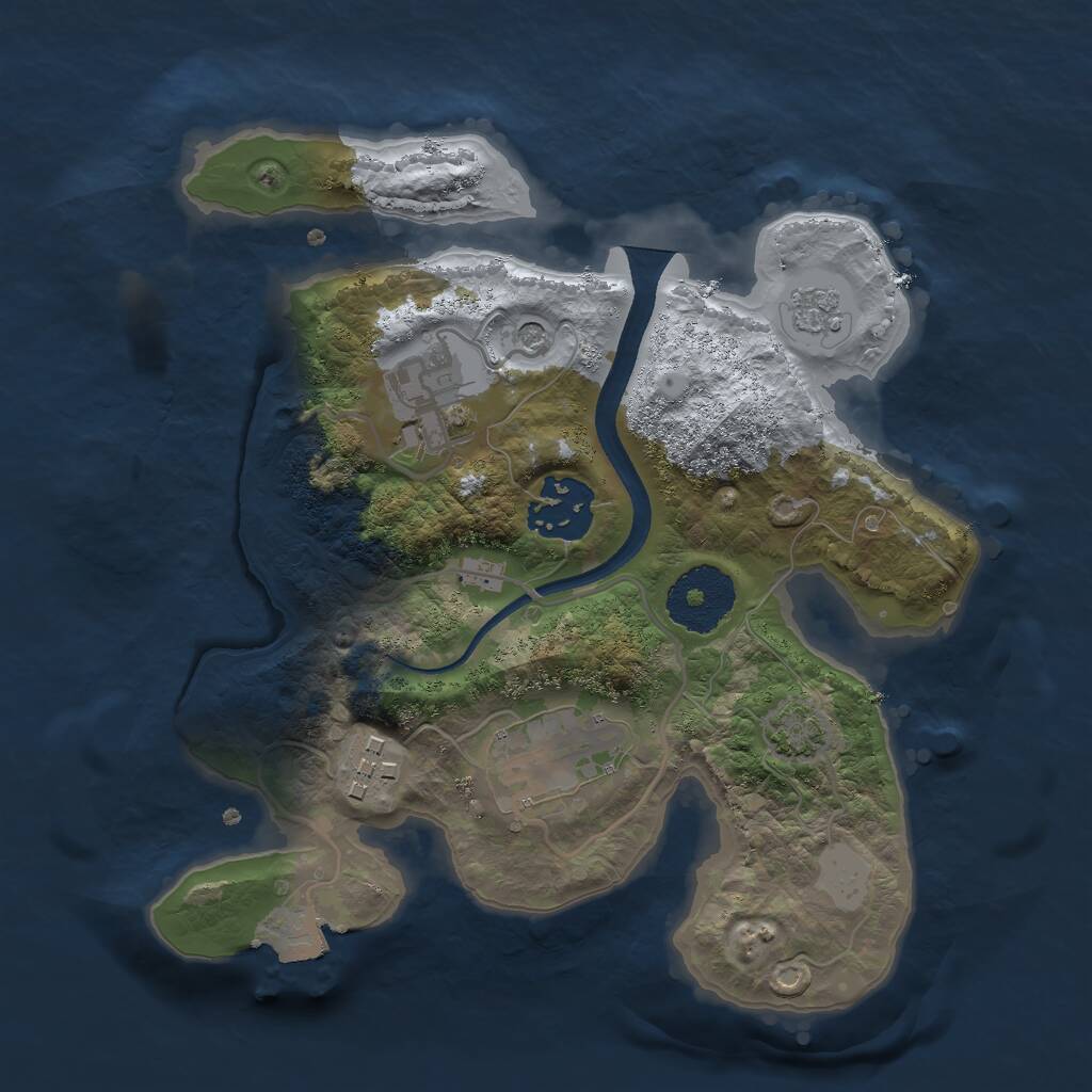 Rust Map: Procedural Map, Size: 2500, Seed: 453634, 8 Monuments