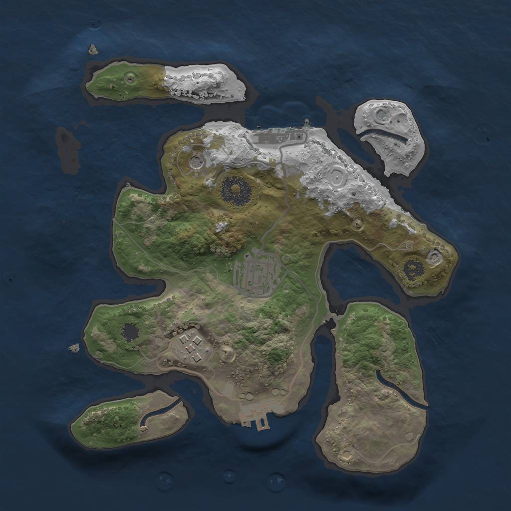 Rust Map: Procedural Map, Size: 2500, Seed: 453634, 13 Monuments