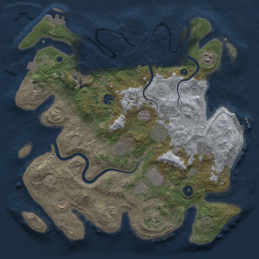 Rust Map: Procedural Map, Size: 3700, Seed: 490436517, 16 Monuments