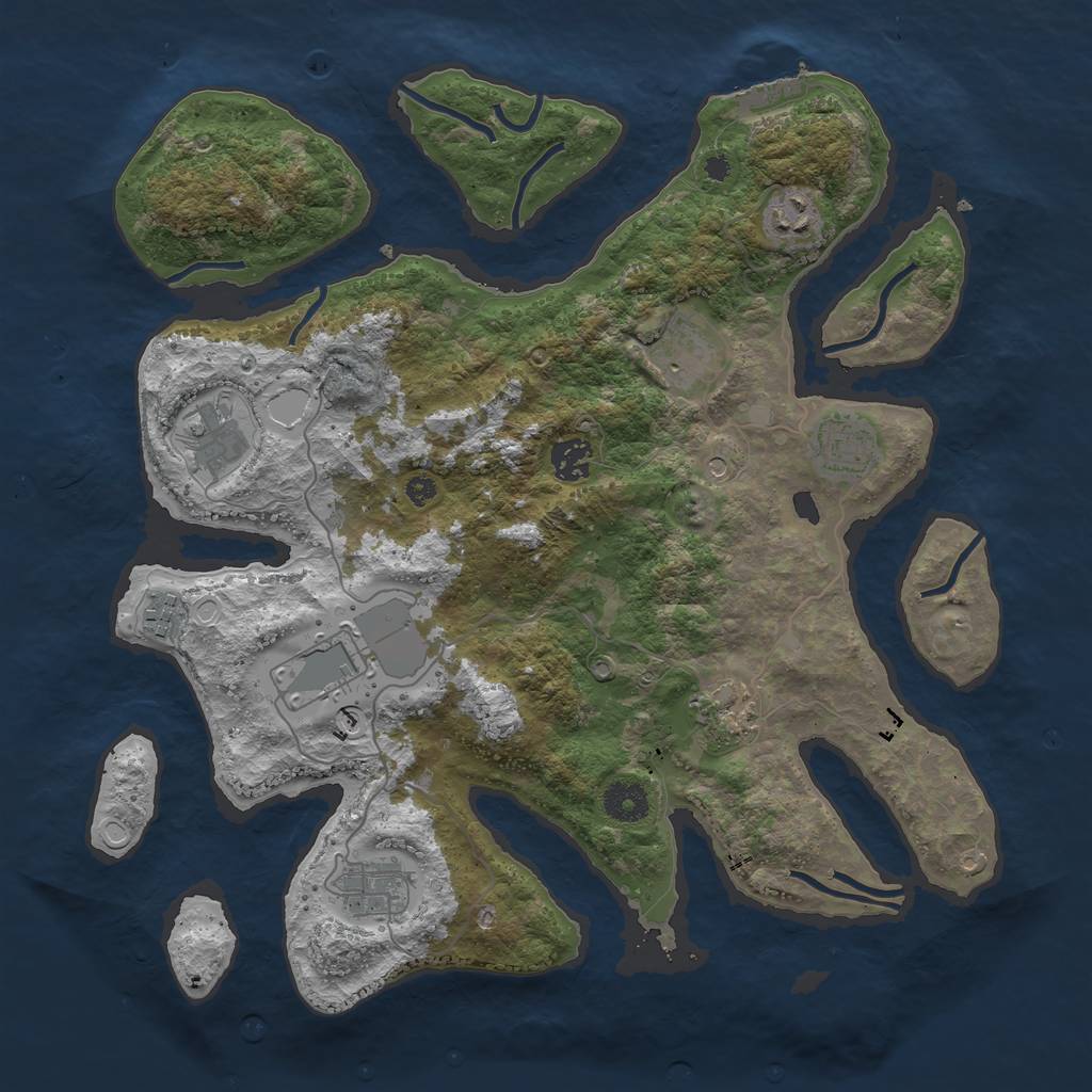 Rust Map: Procedural Map, Size: 3750, Seed: 371276034, 19 Monuments