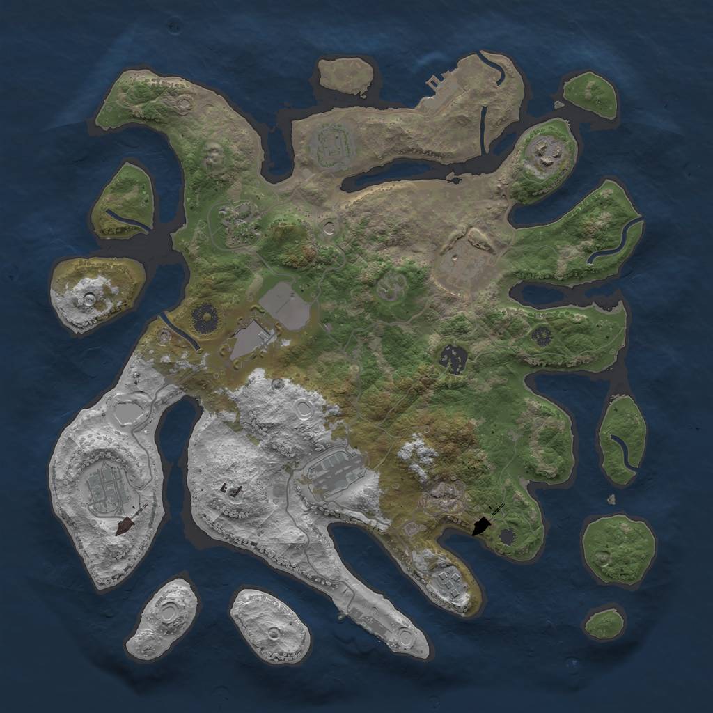 Rust Map: Procedural Map, Size: 3750, Seed: 1690074927, 20 Monuments