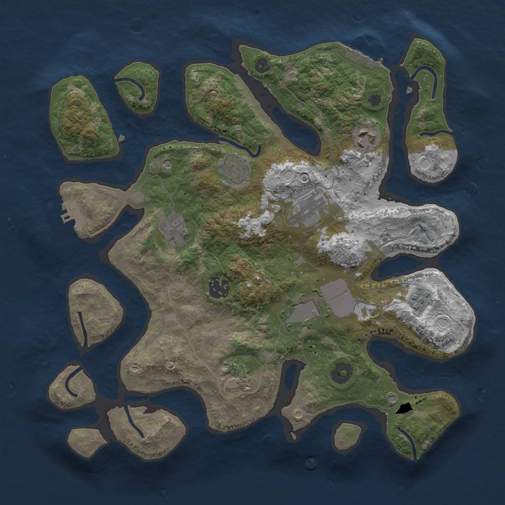 Rust Map: Procedural Map, Size: 3500, Seed: 365247, 19 Monuments