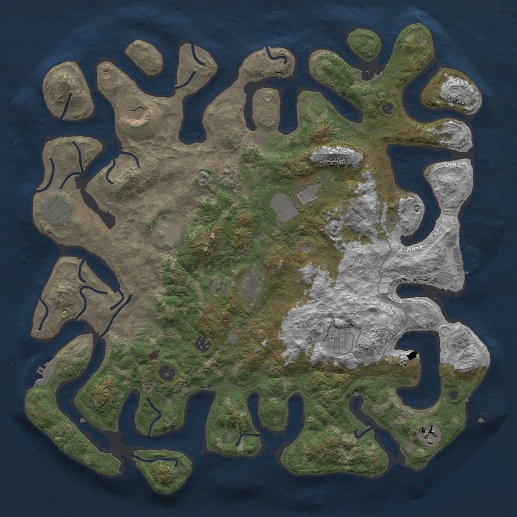 Rust Map: Procedural Map, Size: 4750, Seed: 437633179, 21 Monuments