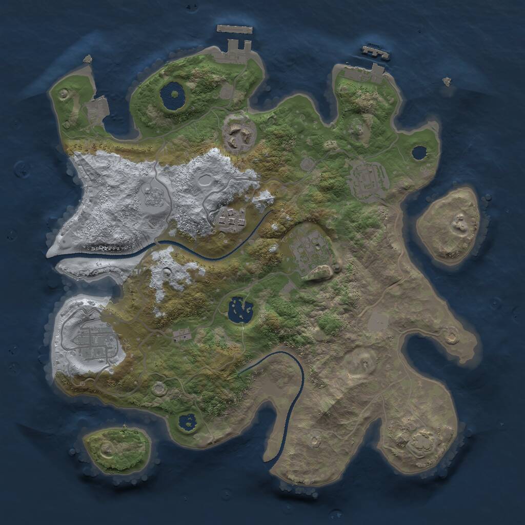 Rust Map: Procedural Map, Size: 3000, Seed: 1389258987, 11 Monuments