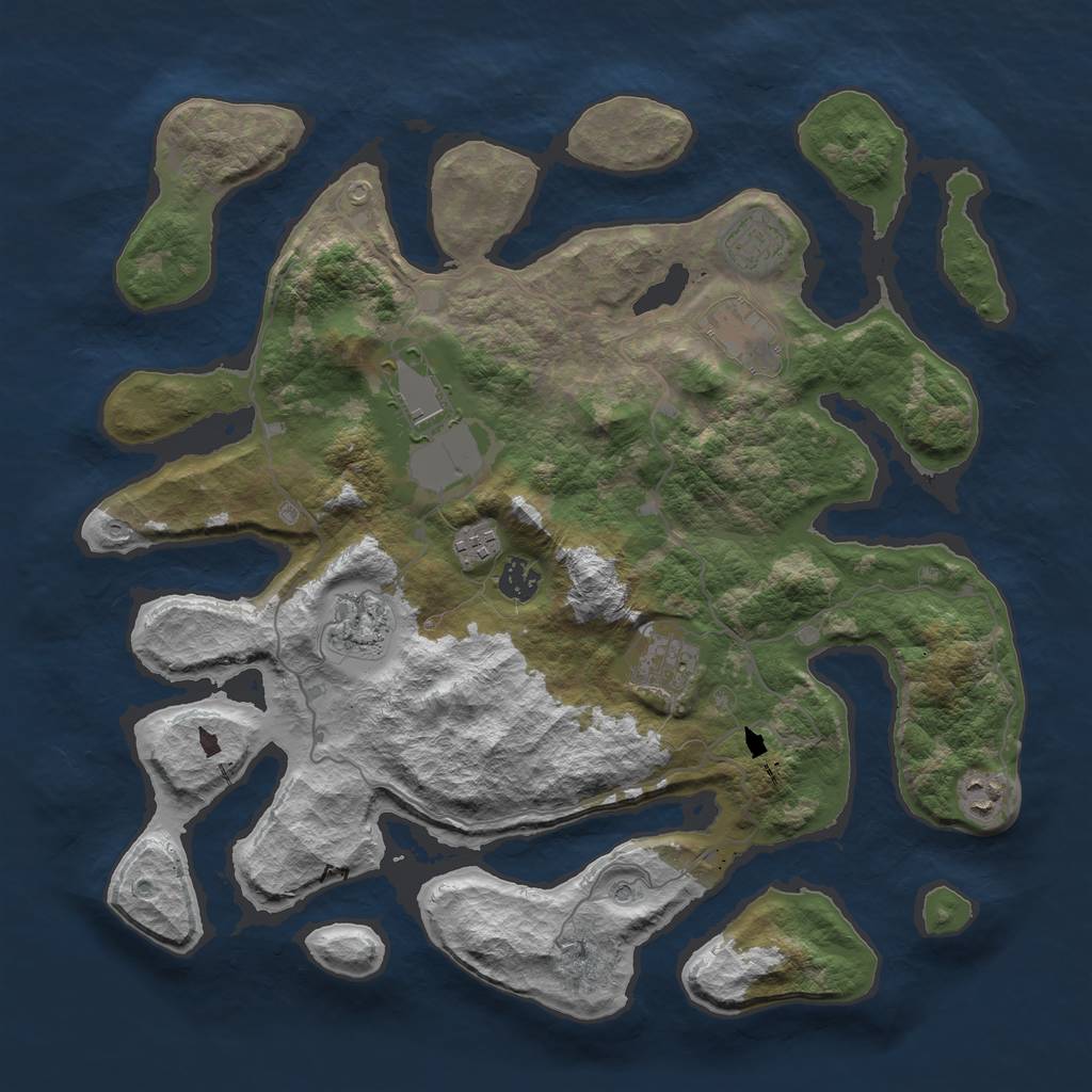 Rust Map: Barren, Size: 4000, Seed: 1000511, 11 Monuments