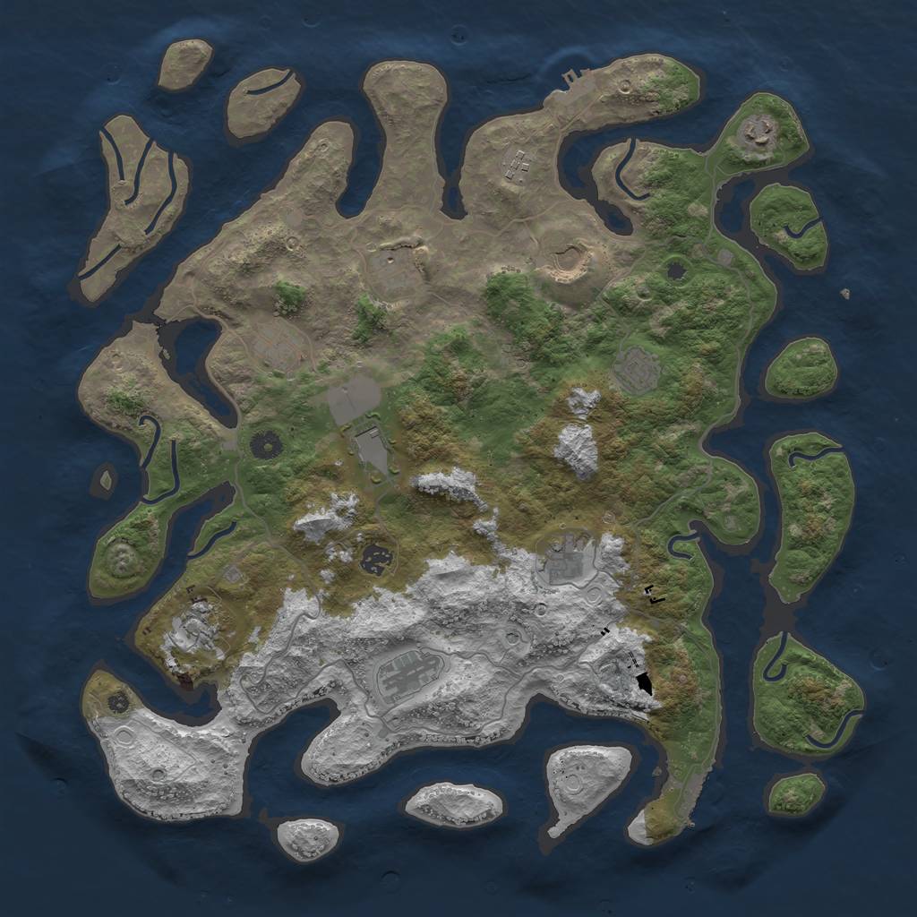 Rust Map: Procedural Map, Size: 4500, Seed: 1135421991, 22 Monuments