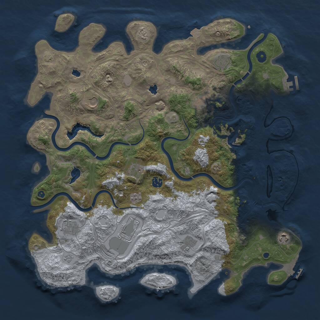 Rust Map: Procedural Map, Size: 4500, Seed: 1135421991, 16 Monuments
