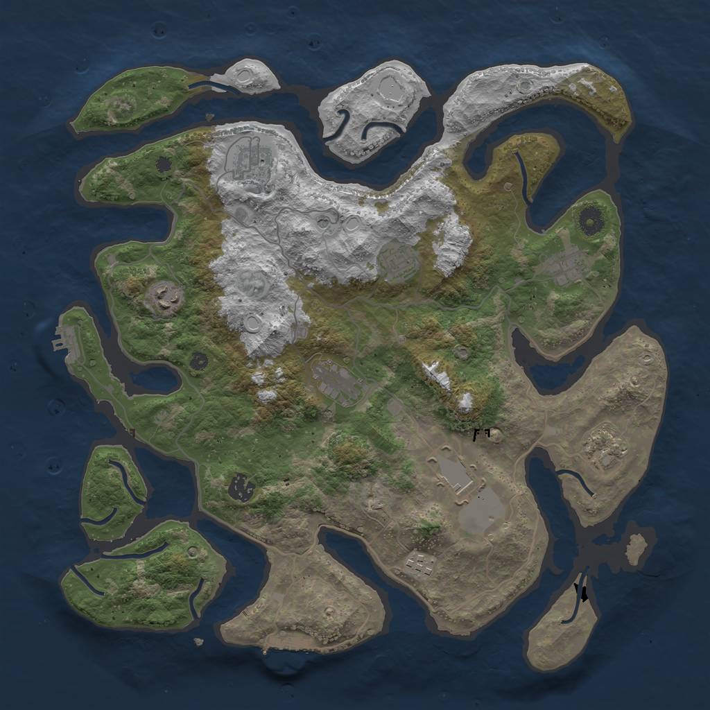 Rust Map: Procedural Map, Size: 4000, Seed: 224340247, 20 Monuments