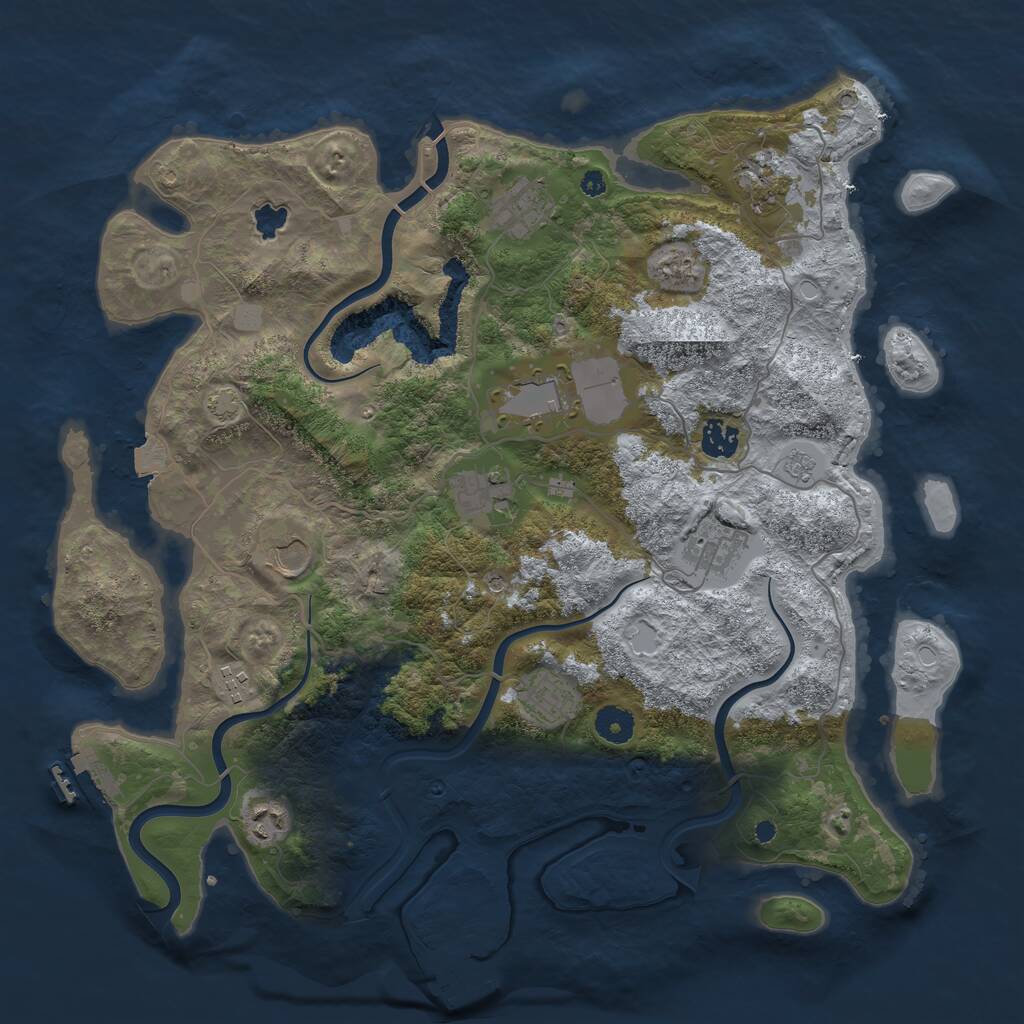 Rust Map: Procedural Map, Size: 4000, Seed: 1335925811, 16 Monuments