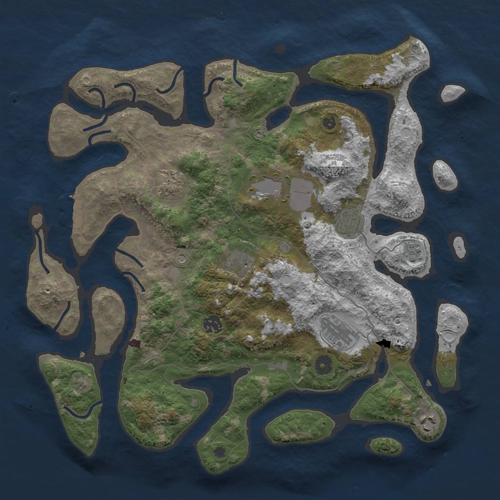 Rust Map: Procedural Map, Size: 4000, Seed: 1335925811, 18 Monuments