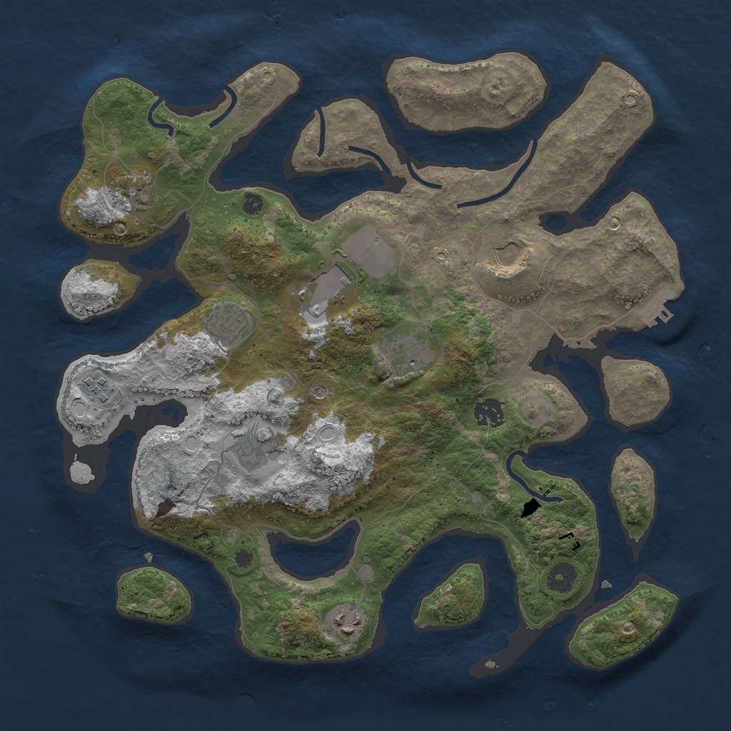 Rust Map: Procedural Map, Size: 3700, Seed: 227447092, 19 Monuments