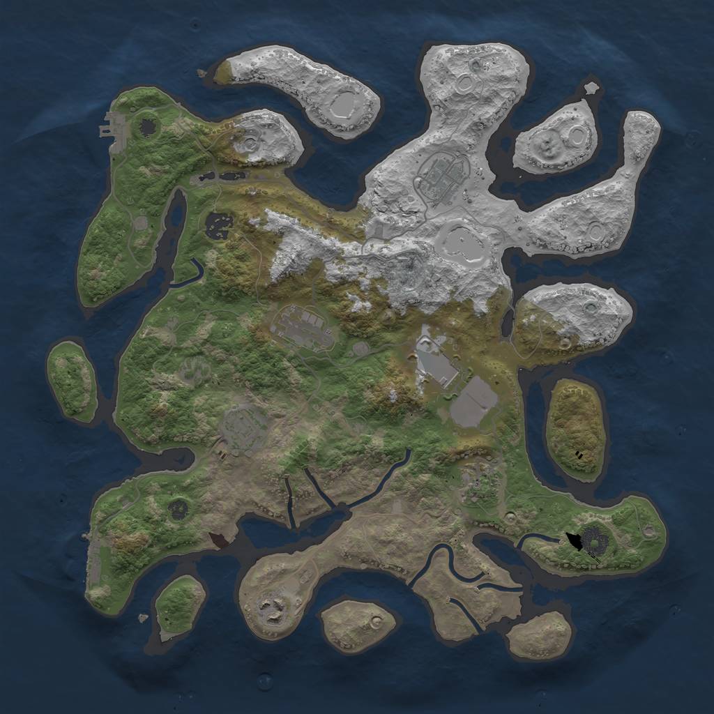 Rust Map: Procedural Map, Size: 3750, Seed: 438, 18 Monuments