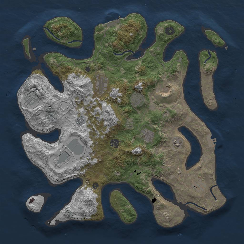 Rust Map: Procedural Map, Size: 4000, Seed: 122727848, 21 Monuments