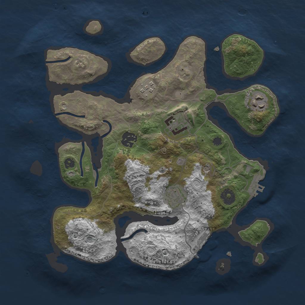 Rust Map: Procedural Map, Size: 3000, Seed: 663903741, 16 Monuments