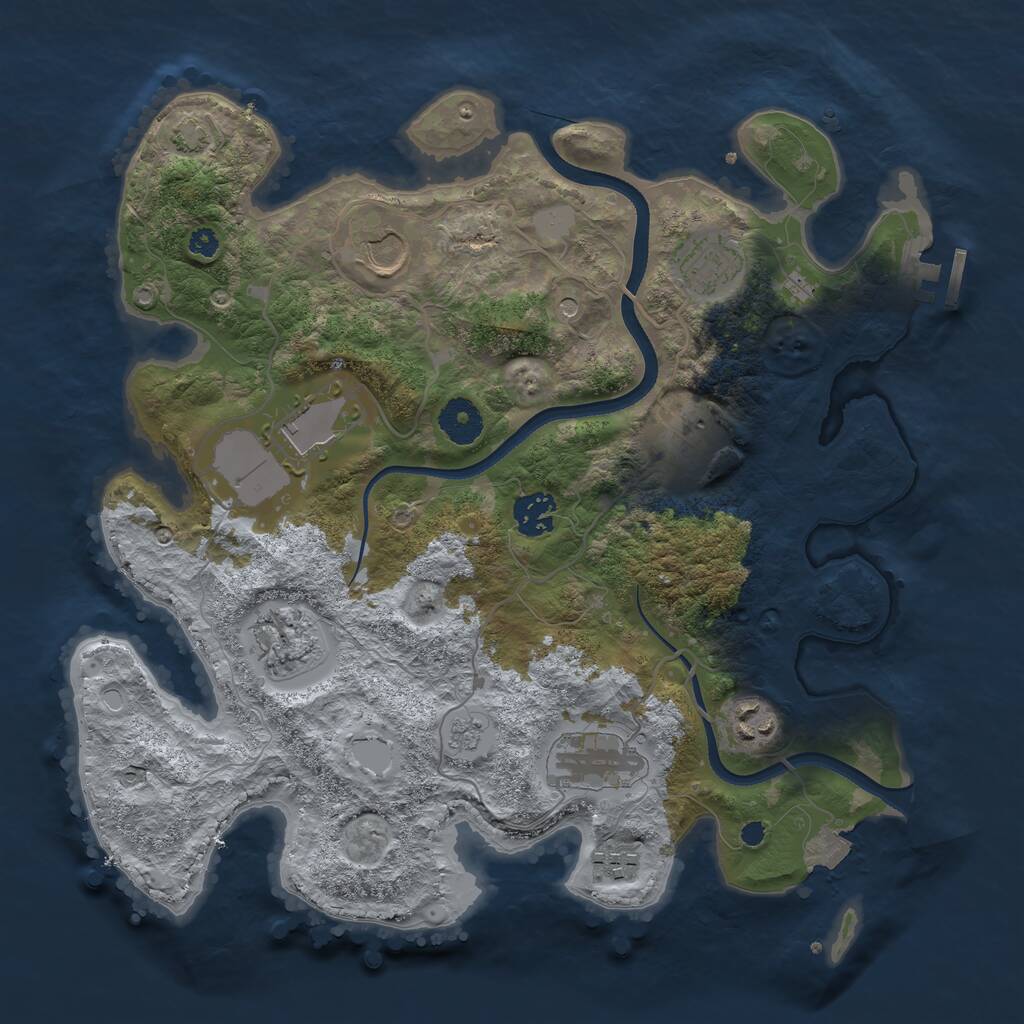Rust Map: Procedural Map, Size: 3500, Seed: 2963834, 14 Monuments