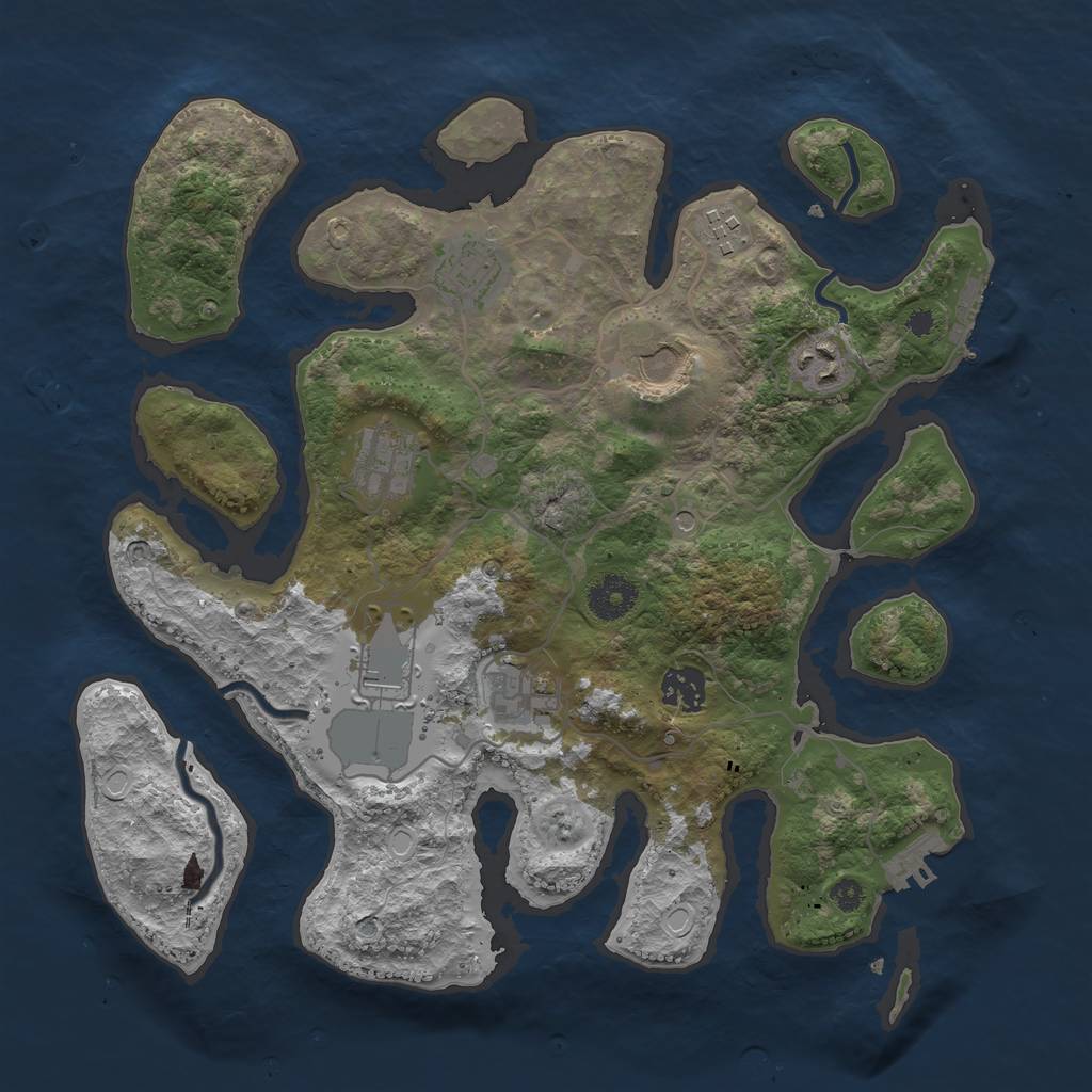 Rust Map: Procedural Map, Size: 3500, Seed: 2963834, 19 Monuments