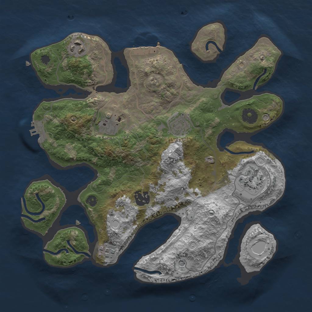 Rust Map: Procedural Map, Size: 3000, Seed: 263564310, 17 Monuments