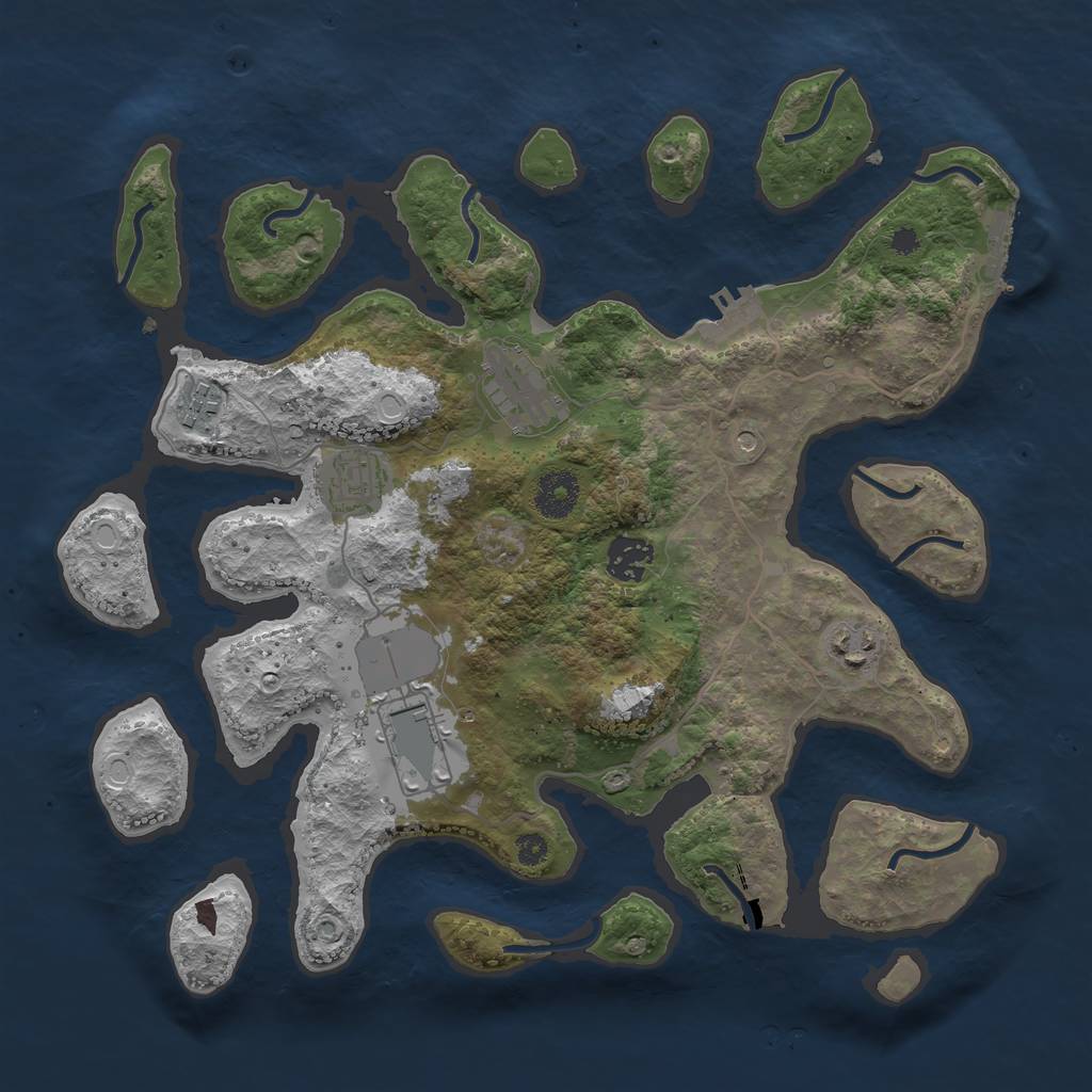 Rust Map: Procedural Map, Size: 3500, Seed: 125714765, 17 Monuments