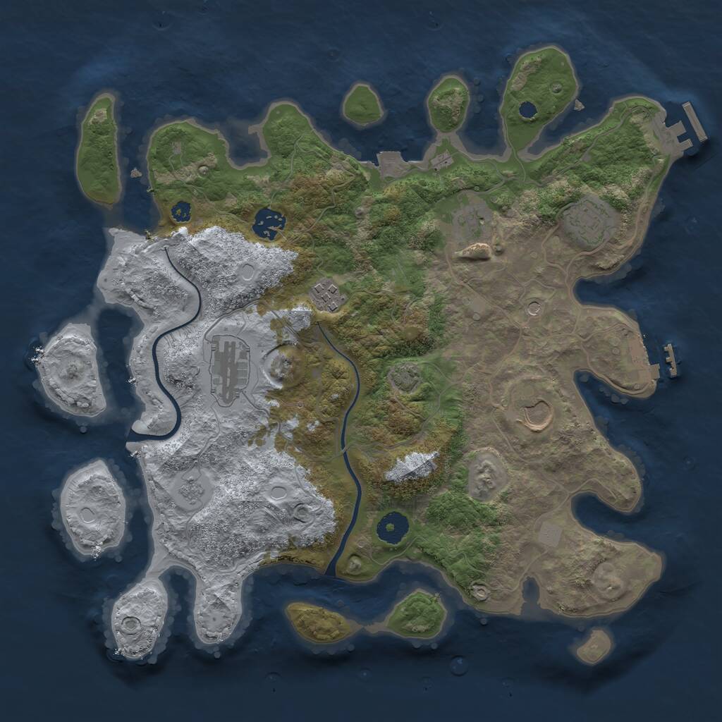 Rust Map: Procedural Map, Size: 3500, Seed: 125714765, 12 Monuments
