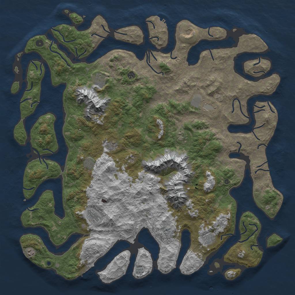 Rust Map: Procedural Map, Size: 6000, Seed: 73, 22 Monuments