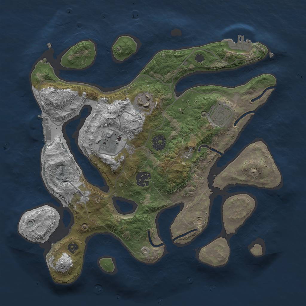 Rust Map: Procedural Map, Size: 3000, Seed: 912570069, 15 Monuments