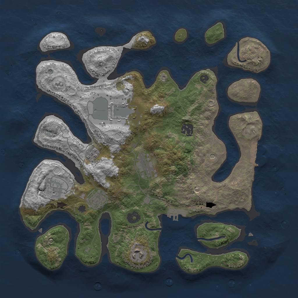 Rust Map: Procedural Map, Size: 3500, Seed: 1892804394, 18 Monuments