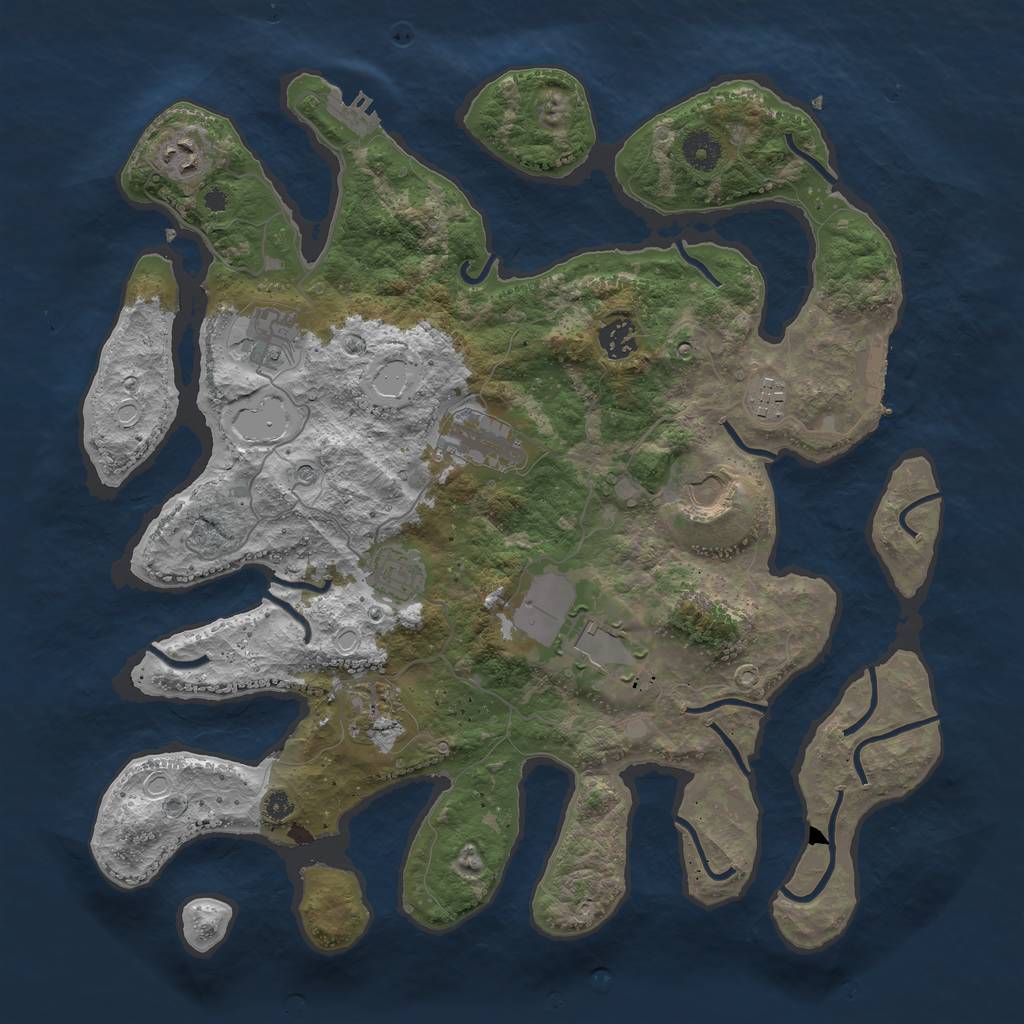 Rust Map: Procedural Map, Size: 3900, Seed: 785392113, 20 Monuments