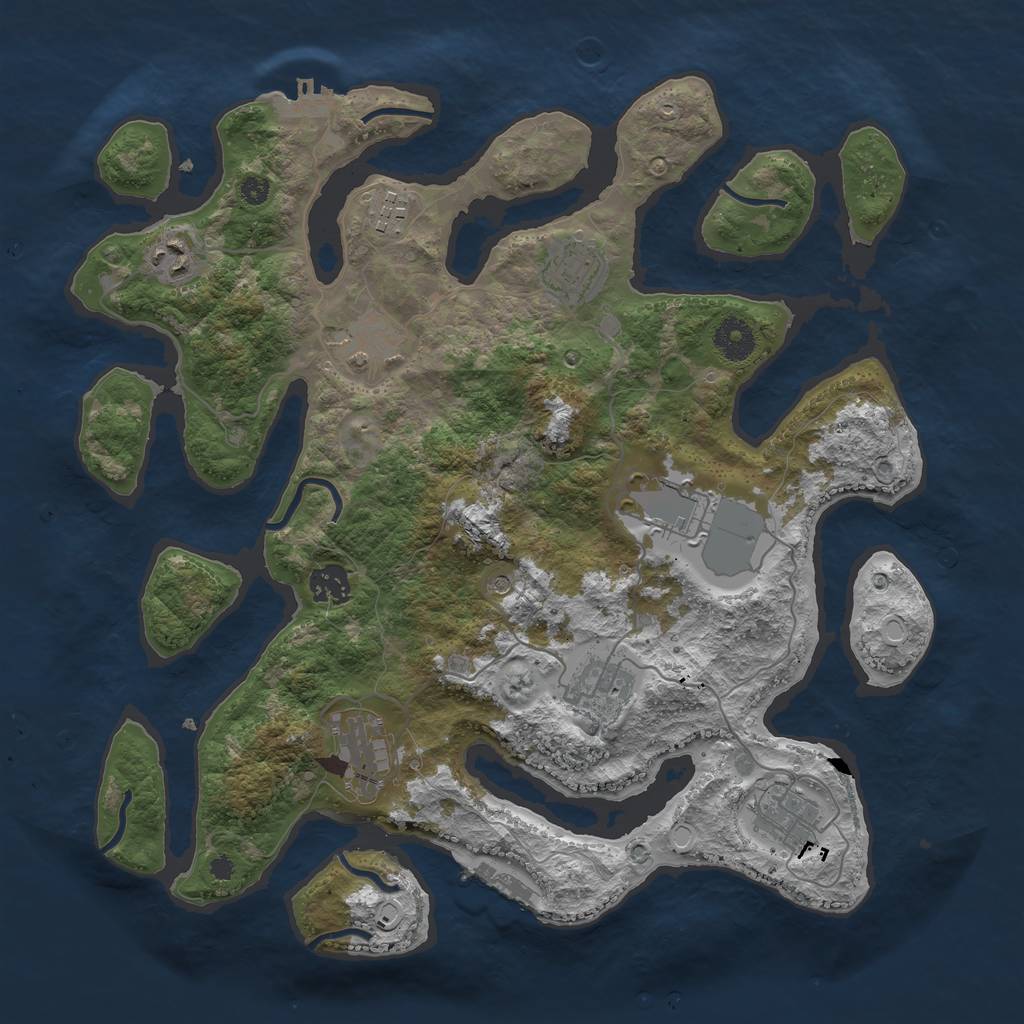 Rust Map: Procedural Map, Size: 3700, Seed: 475491842, 20 Monuments