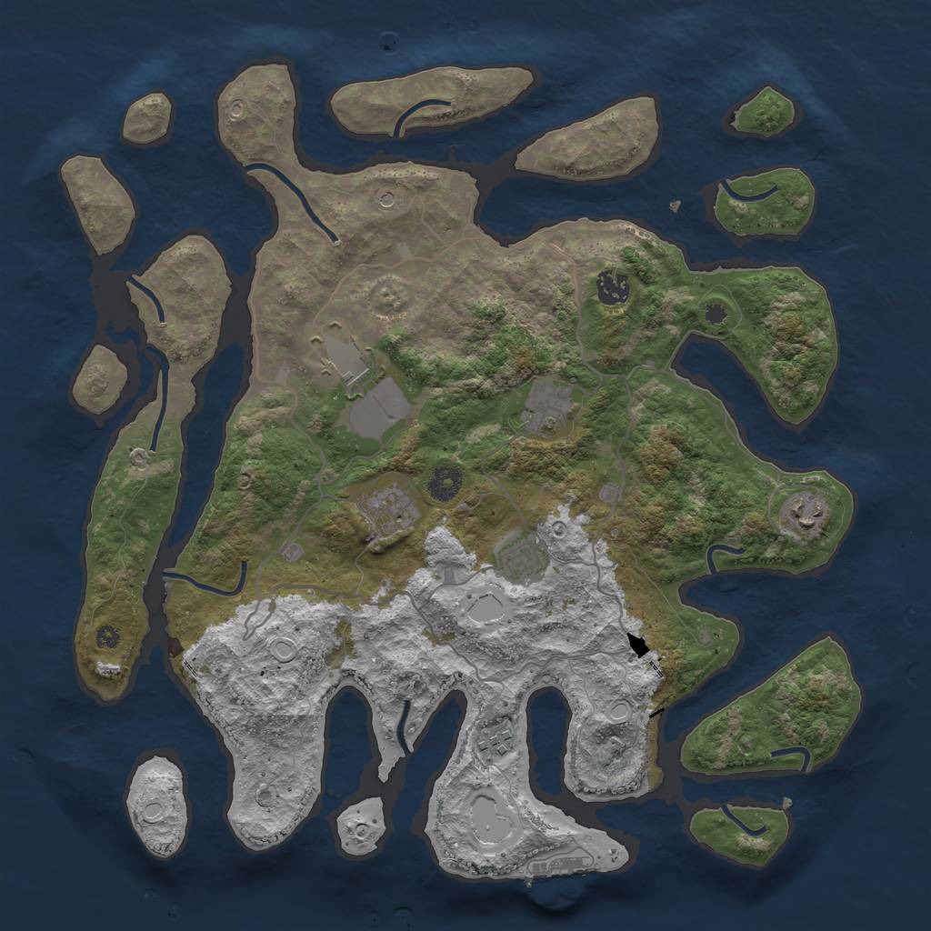 Rust Map: Procedural Map, Size: 4000, Seed: 543243, 17 Monuments