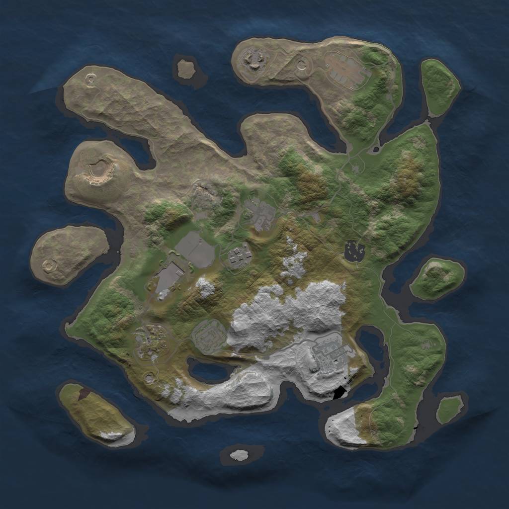 Rust Map: Barren, Size: 3500, Seed: 1276509389, 13 Monuments