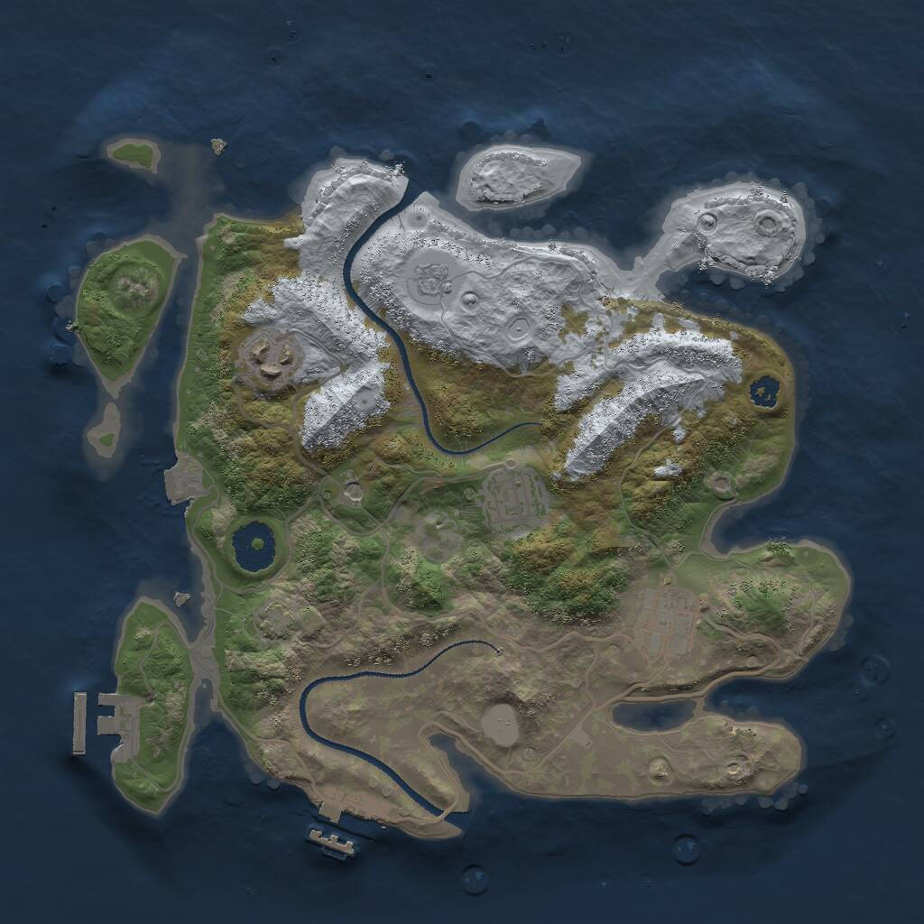 Rust Map: Procedural Map, Size: 3000, Seed: 745439374, 9 Monuments