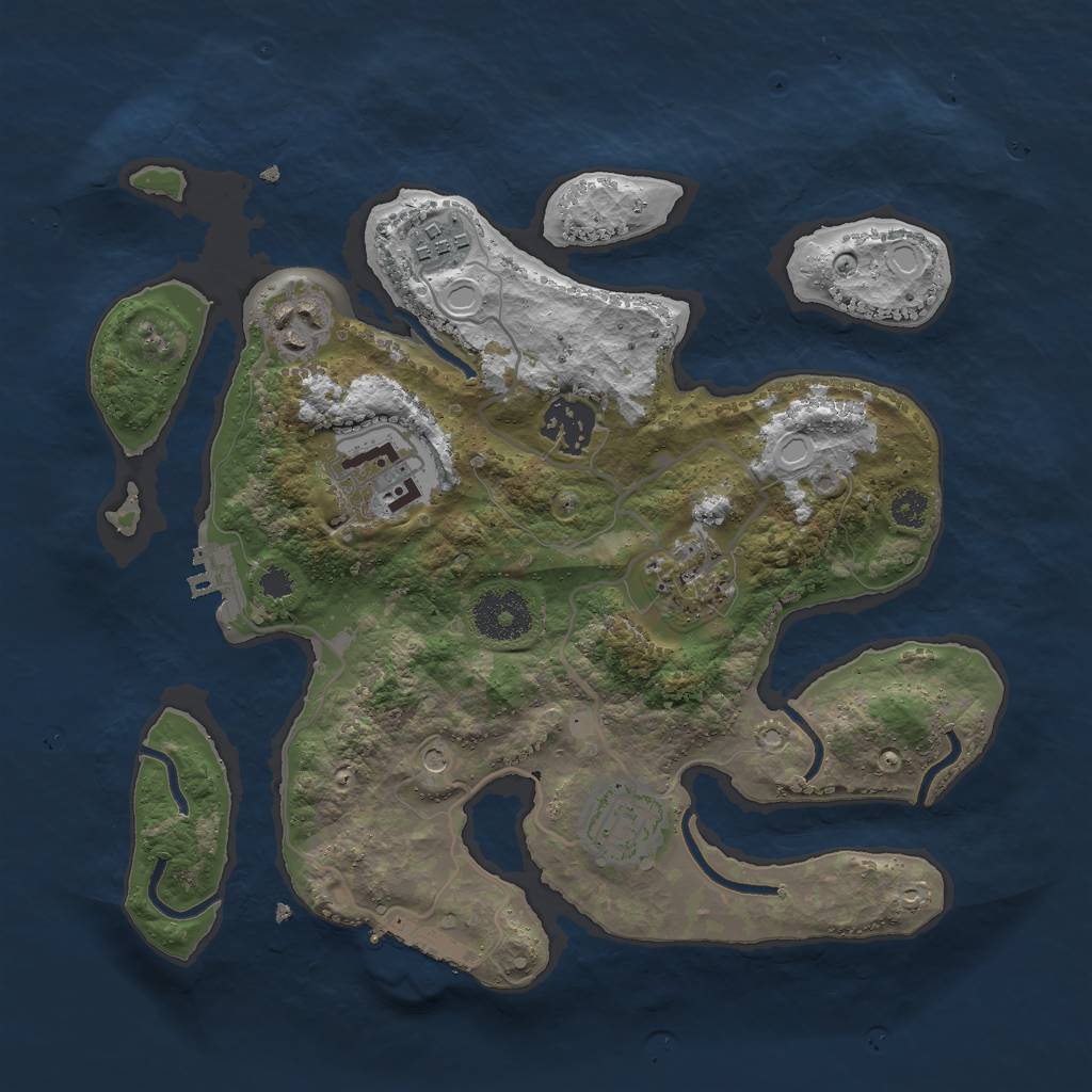 Rust Map: Procedural Map, Size: 3000, Seed: 745439374, 17 Monuments