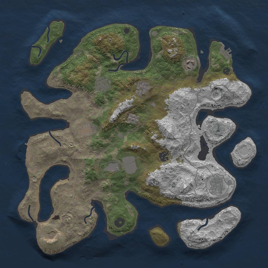 Rust Map: Procedural Map, Size: 4000, Seed: 777753878, 20 Monuments