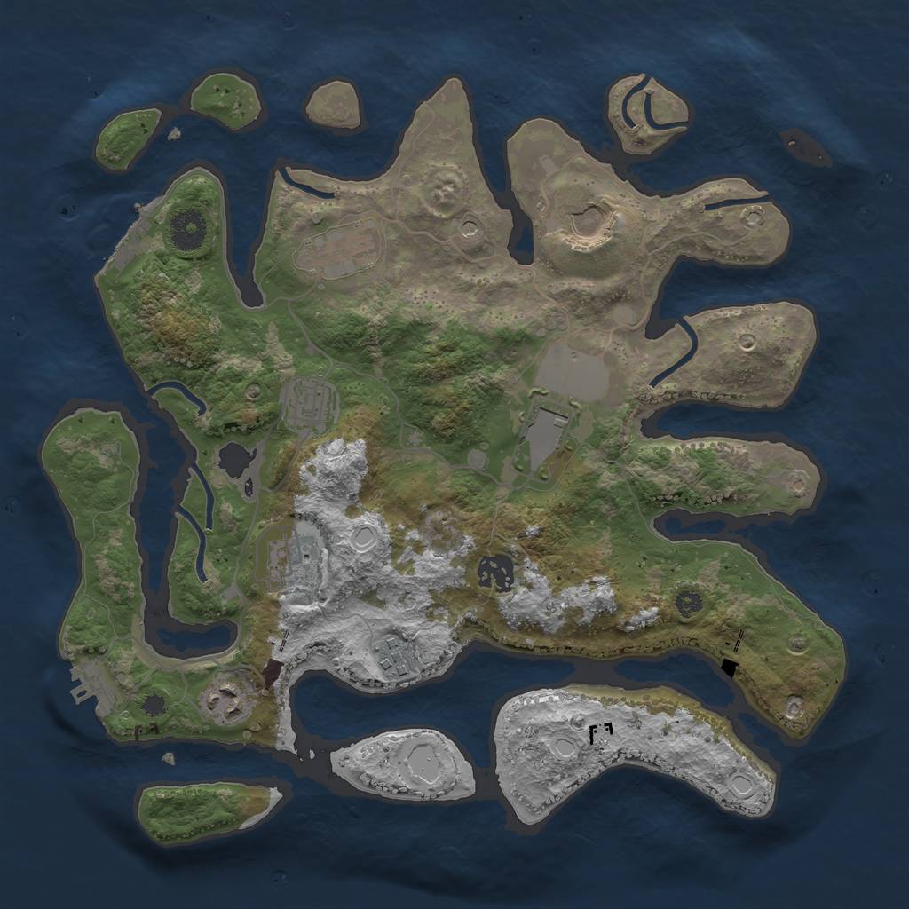 Rust Map: Procedural Map, Size: 3500, Seed: 1736568905, 19 Monuments